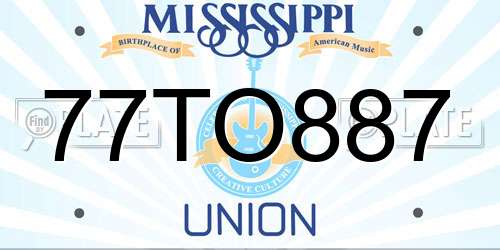 77TO887 Mississippi License Plate