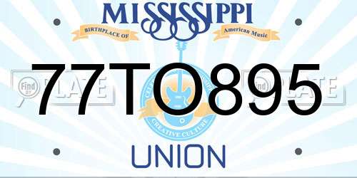 77TO895 Mississippi License Plate