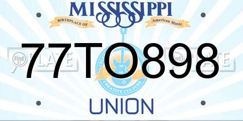 77TO898 Mississippi License Plate
