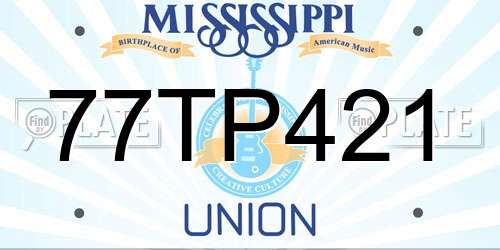 77TP421 Mississippi License Plate