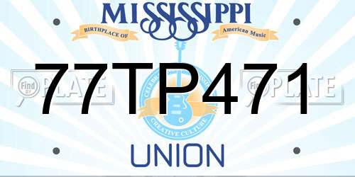 77TP471 Mississippi License Plate