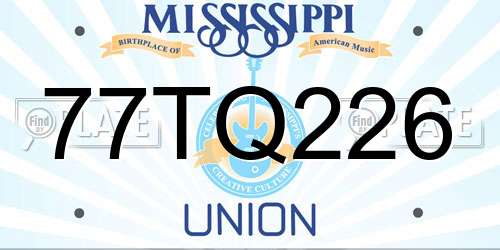 77TQ226 Mississippi License Plate