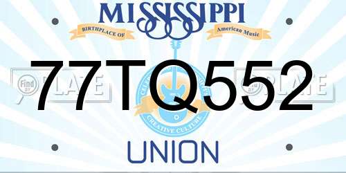 77TQ552 Mississippi License Plate
