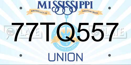 77TQ557 Mississippi License Plate