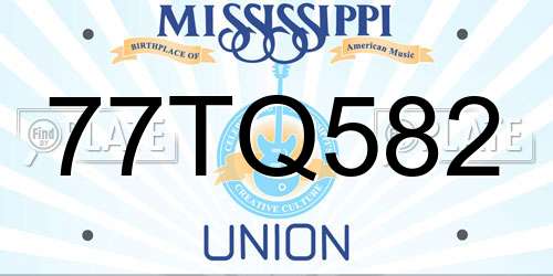 77TQ582 Mississippi License Plate