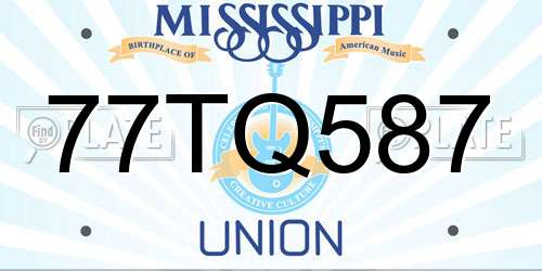 77TQ587 Mississippi License Plate