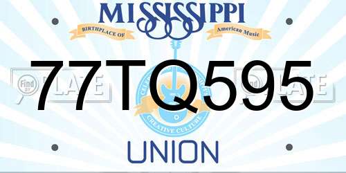 77TQ595 Mississippi License Plate
