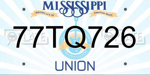 77TQ726 Mississippi License Plate