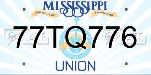 77TQ776 Mississippi License Plate
