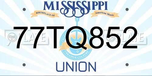 77TQ852 Mississippi License Plate
