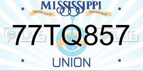 77TQ857 Mississippi License Plate