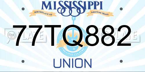 77TQ882 Mississippi License Plate