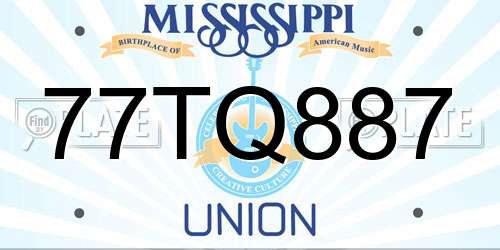 77TQ887 Mississippi License Plate