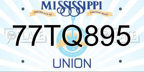 77TQ895 Mississippi License Plate