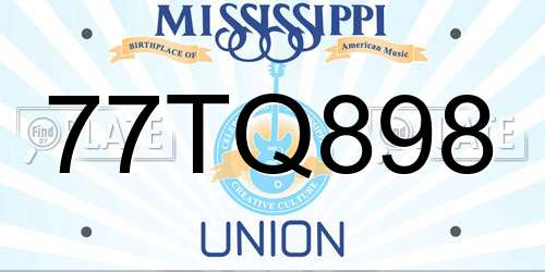77TQ898 Mississippi License Plate