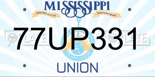 77UP331 Mississippi License Plate