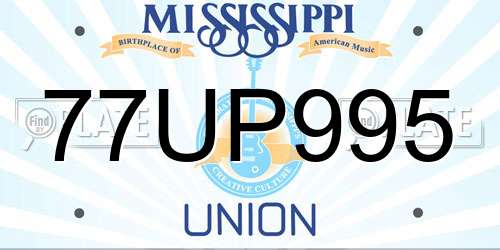77UP995 Mississippi License Plate