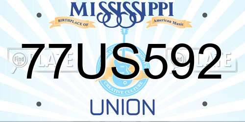 77US592 Mississippi License Plate