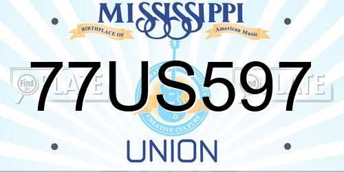77US597 Mississippi License Plate