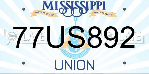77US892 Mississippi License Plate