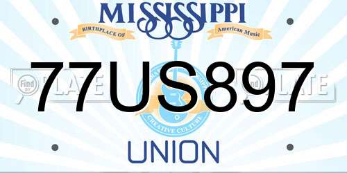 77US897 Mississippi License Plate