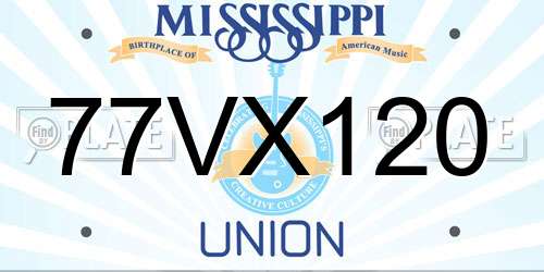 77VX120 Mississippi License Plate