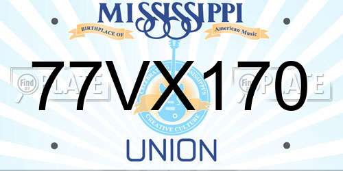 77VX170 Mississippi License Plate