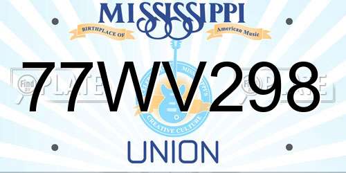 77WV298 Mississippi License Plate