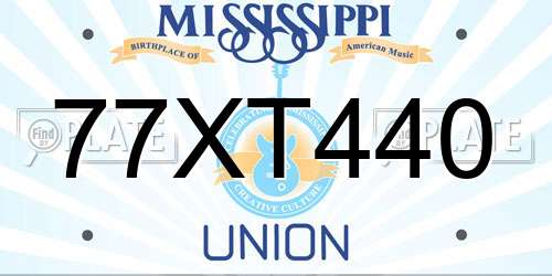 77XT440 Mississippi License Plate