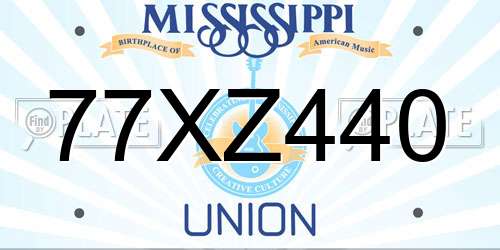 77XZ440 Mississippi License Plate