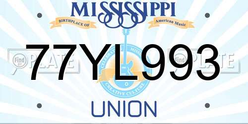 77YL993 Mississippi License Plate