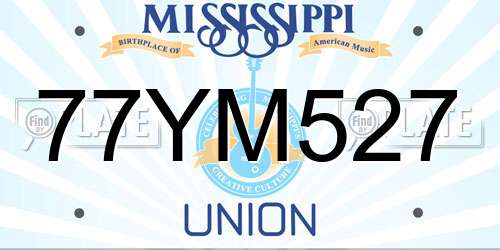 77YM527 Mississippi License Plate