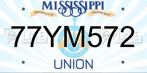 77YM572 Mississippi License Plate