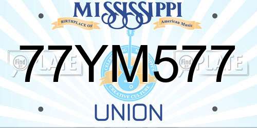 77YM577 Mississippi License Plate