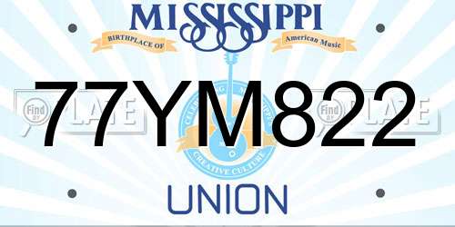 77YM822 Mississippi License Plate