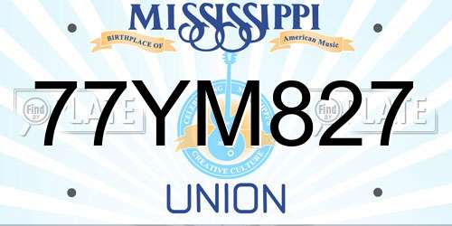 77YM827 Mississippi License Plate