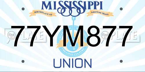 77YM877 Mississippi License Plate