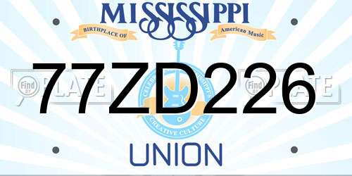 77ZD226 Mississippi License Plate