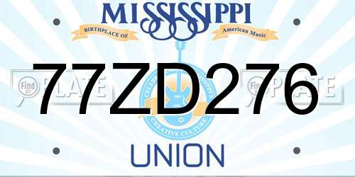 77ZD276 Mississippi License Plate