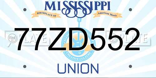 77ZD552 Mississippi License Plate