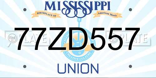 77ZD557 Mississippi License Plate