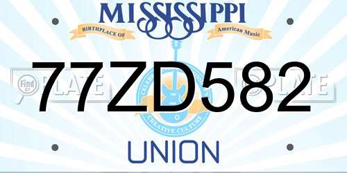 77ZD582 Mississippi License Plate