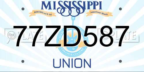 77ZD587 Mississippi License Plate