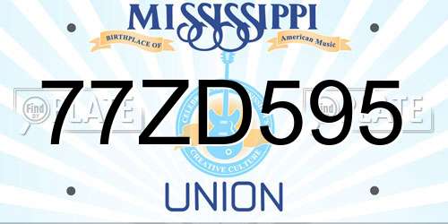 77ZD595 Mississippi License Plate