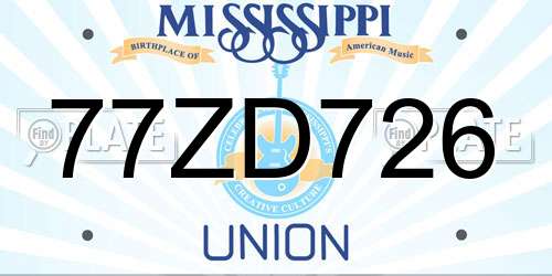 77ZD726 Mississippi License Plate