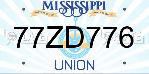 77ZD776 Mississippi License Plate