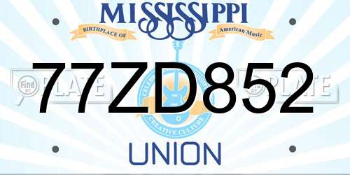 77ZD852 Mississippi License Plate