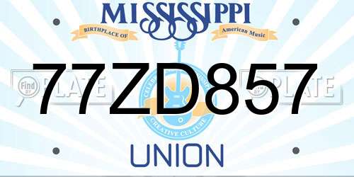 77ZD857 Mississippi License Plate