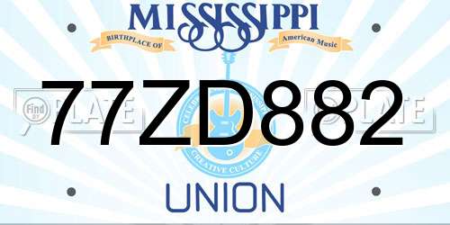 77ZD882 Mississippi License Plate