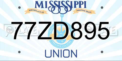 77ZD895 Mississippi License Plate